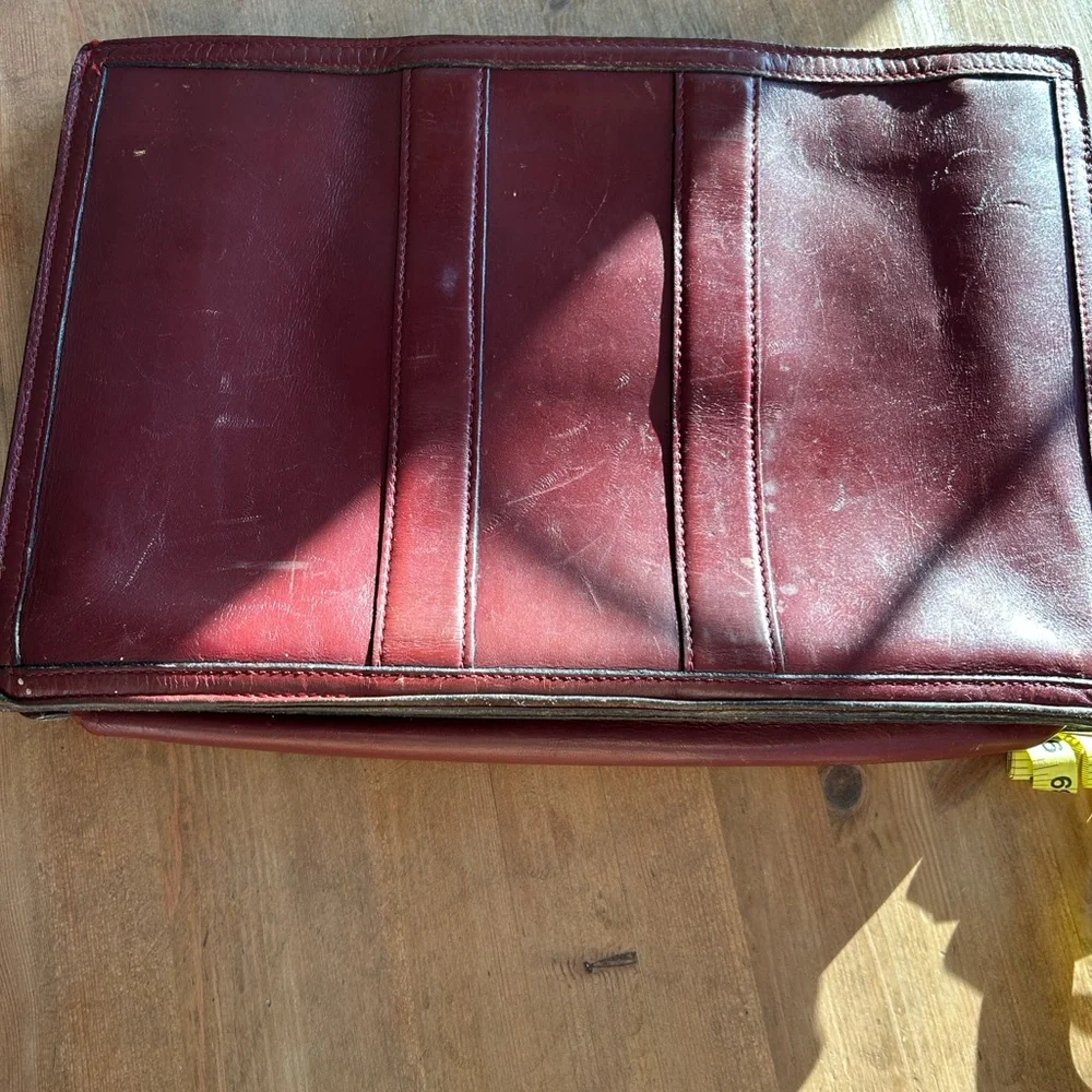 Vintage 1980’s Top Grain Leather Red Burgundy Portfolio Attaché Briefcase